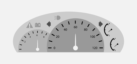 Gray tone of  car dashboard with gauge illustration vector.のイラスト素材