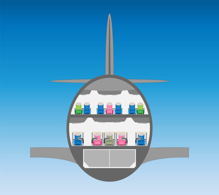 Double deck Wide body Airplane Cross section Vector