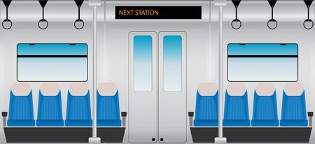 Flat Design of Inside Metro Passenger train vector illustrationのイラスト素材