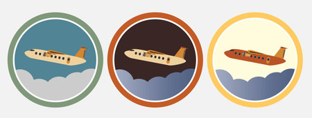 Vintage  Passenger turboprop Airplane Icon  Vector Illustration