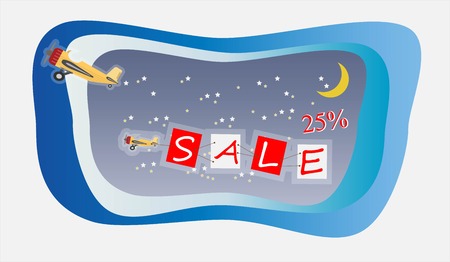 Vintage Passenger Aircraft and word sale vector art and illustrationのイラスト素材