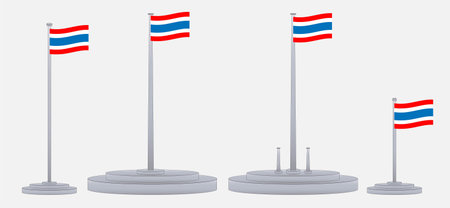 Thailand Flag with stand Vector art and Illustrationのイラスト素材