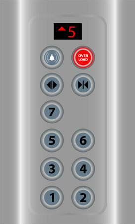 Red sign overload alert in elevator vector illustration