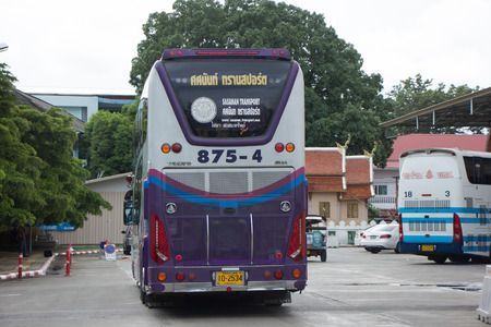 CHIANG MAI, THAILAND - JULY 12  2017: Volvo Bus of Sasanan Transport company. Route Kanchanaburi and Chiangmai. Photo at Chiangmai bus station, thailand.のeditorial素材