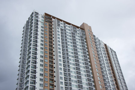 High Building Apartment with cloudy sky background