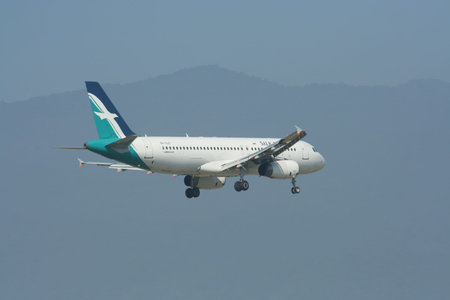 CHIANG MAI , THAILAND - DECEMBER 3 2008: 9V-SLD Airbus A320-200 of Silkair, Landing to Chiangmai...