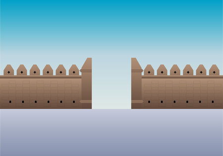 Old gate Tha Phae gate in Thailand, Chiangmai vector illustrationのイラスト素材
