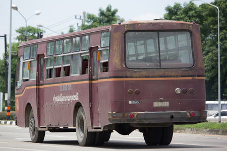 CHIANG MAI, THAILAND - JULY 28  2017: Police bus of Border Patrol Police. Photo at road no.121 about 8 km from downtown Chiangmai, thailand.のeditorial素材