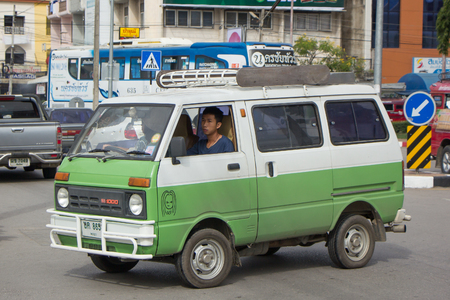 CHIANG MAI, THAILAND - AUGUST 12  2017: Private Daihatsu old Van Car. Photo at New Terminal of Chiangmai bus station.のeditorial素材