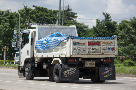CHIANG MAI, THAILAND - AUGUST 22  2017:  Private Isuzu Dump Truck. On road no.1001, 8 km from Chiangmai Business Area.のeditorial素材