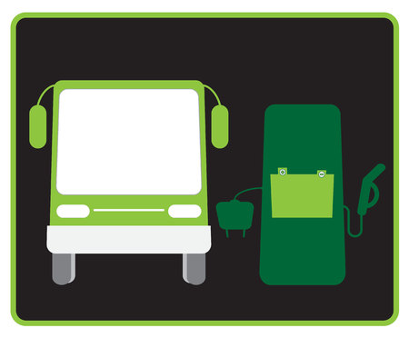 Green Colour icon of Hybrid Car idea isolated on white backgroundのイラスト素材