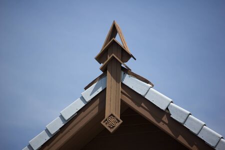 Wood Gable of House in Lanna or North thai style.の写真素材
