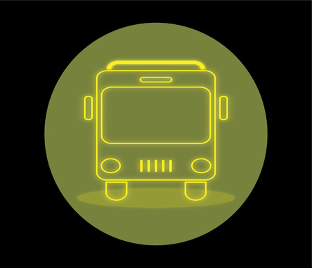 Yellow bus line Glow icon in dark background Vectorのイラスト素材