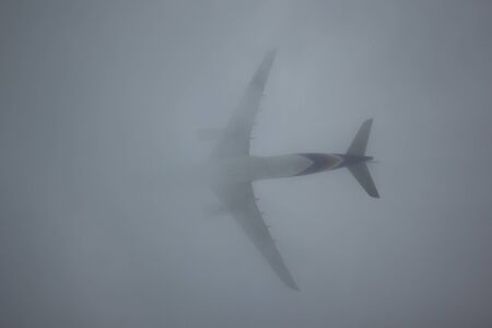 CHIANG MAI, THAILAND -SEPTEMBER 1 2017:  HS-TEN Airbus A330-300 of Thaiairway TG103. Take off with Cloudy sky from Chiangmai airport to Bangkok.のeditorial素材