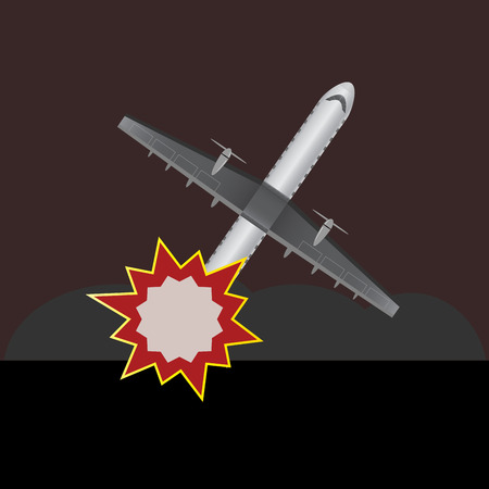Passenger airplane crash with nature background illustrationのイラスト素材