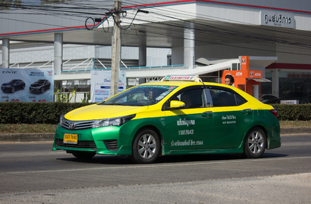 CHIANG MAI, THAILAND -DECEMBER 11 2017: City taxi Bangkok, Service in city. On road no.1001, 8 km from Chiangmai city.のeditorial素材