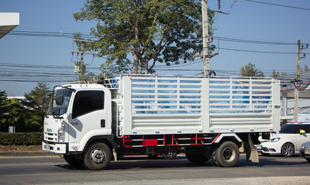 CHIANG MAI, THAILAND -DECEMBER 24 2017: Private  Isuzu  Cargo Truck. Photo at road no.1001 about 8 km from downtown Chiangmai, thailand.のeditorial素材