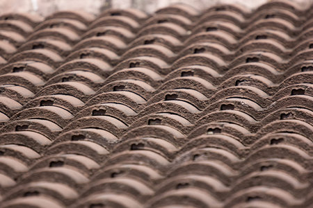 Cluse up of Old Roof Tiles of Houseの写真素材