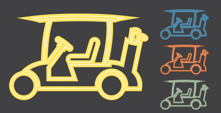 Line Design Golf cart or golf car icon on dark background vector illustrationのイラスト素材