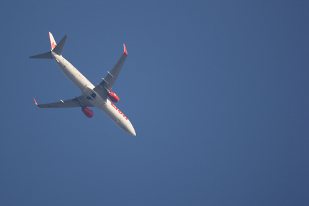 CHIANG MAI, THAILAND - MARCH  4 2018: HS-LTR  Boeing 737-900ER of Thai lion Air airline. Take off from Chiangmai airport to Bangkok.のeditorial素材