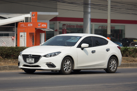CHIANG MAI, THAILAND -FEBRUARY 26 2018: Private City Car, Mazda 3. Photo at road no 121 about 8 km from downtown Chiangmai, thailand.のeditorial素材
