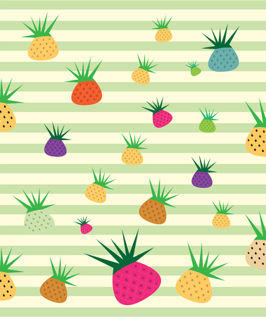 Cartoon pineapple fruit background Vector and Illustrationのイラスト素材