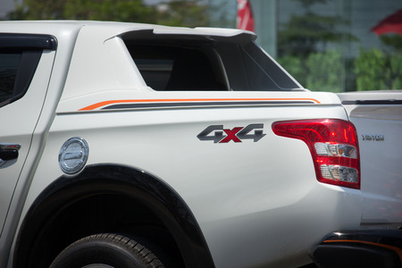 CHIANG MAI, THAILAND -MARCH 27 2018: Private car, Mitsubishi Triton Pickup Truck. On road no.1001, 8 km from Chiangmai Business Area.のeditorial素材