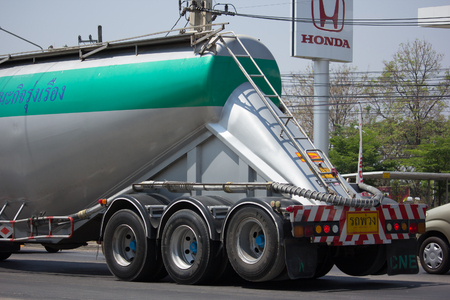 CHIANG MAI, THAILAND -MARCH 27 2018: Cement truck of Thanachai company. Photo at road no 121 about 8 km from downtown Chiangmai, thailand.のeditorial素材