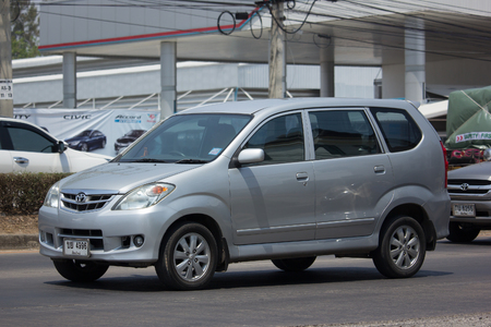 CHIANG MAI, THAILAND -MARCH 27 2018: Private Toyota Avanza car. Mini Suv Car for Urbun User. Photo at road no.121 about 8 km from downtown Chiangmai thailand.のeditorial素材