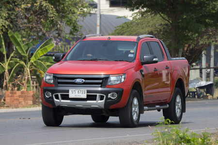 CHIANG MAI, THAILAND - APRIL  5 2018: Private Pickup car, Ford Ranger. On road no.1001, 8 km from Chiangmai city.のeditorial素材