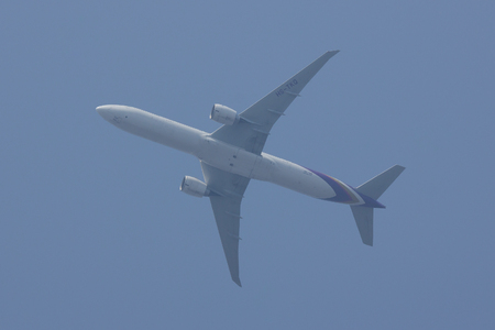 CHIANG MAI, THAILAND - APRIL 27 2018: Boeing 777-300, HS-TKQ TG103 of Thai airway. Take off from Chiangmai airport to Bangkok Suvarnabhumi, thailand.のeditorial素材