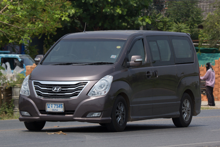 CHIANG MAI, THAILAND - APRIL  5 2018: Private Luxury Van from Hyundai Korea. Hyundai H1. On road no.1001, 8 km from Chiangmai city.のeditorial素材