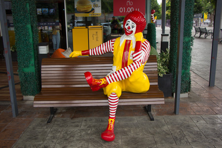 CHIANG MAI, THAILAND - APRIL 28 2018: McDonald's restauraunt  in Suandok Park. Maharaj Hospital.のeditorial素材