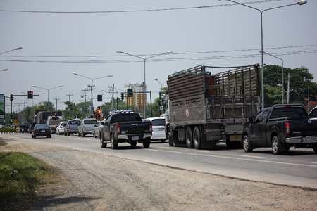 CHIANG MAI, THAILAND - MAY 10 2018:  Car and Traffic on highway road near Juction. Photo at road no 121 about 8 km from downtown Chiangmai thailand.のeditorial素材