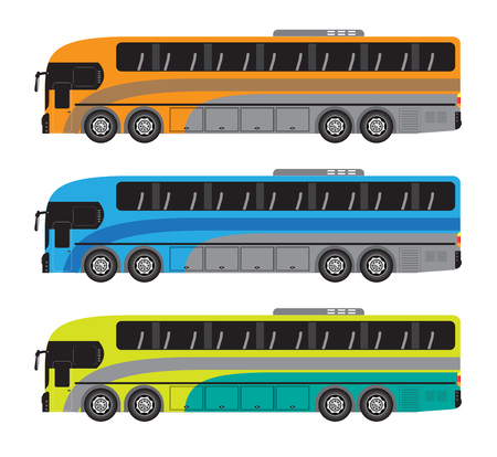 Quad axle coach or 10 Wheel Bus Vector and Illustrationのイラスト素材