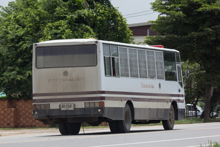 Chiangmai, Thailand - July  23 2018: Prison Bus of Department of Corrections. Photo at road no.121...