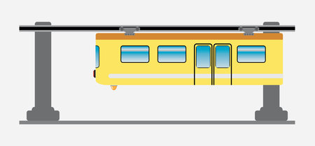 Flat DeSign of Suspension railway Vector and Illustration