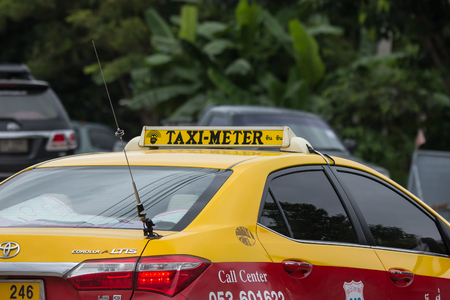 Chiangmai, Thailand - July  24 2018:  City taxi Chiang Rai, Service in city. On road no.1001, 8 km from Chiangmai city.のeditorial素材