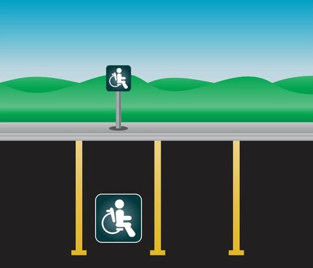 Disable parking Area and Lanscape Vector and illustrationのイラスト素材