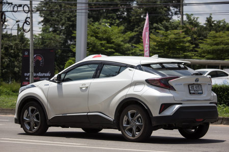 Chiangmai, Thailand - September 11 2018:  New Toyota CHR Subcompact Crossover SUV Hybrid Car. Car on...