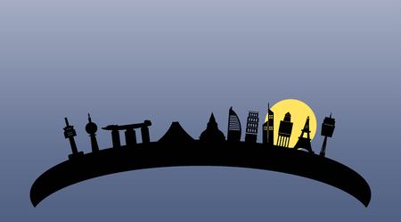 International City Skyline Silhouette vector and illustrationのイラスト素材