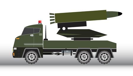 Military truck vector and illustration on white backgroundのイラスト素材