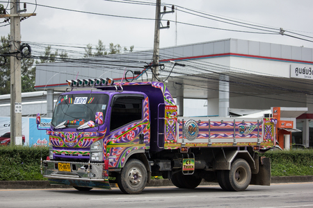 Chiangmai, Thailand - August  20 2018: Private Isuzu Dump Truck. On road no.1001 8 km from Chiangmai Business Area.のeditorial素材