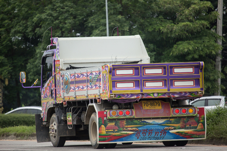 Chiangmai, Thailand - August  20 2018: Private Isuzu Dump Truck. On road no.1001 8 km from Chiangmai Business Area.のeditorial素材