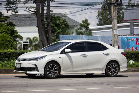 Chiangmai, Thailand - September 20 2018: Private car, Toyota Corolla Altis. Eleventh generation. On road no.1001, 8 km from Chiangmai city.のeditorial素材