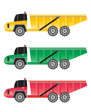 Set of 6 Big  Wheel Dump Truck Vectorのイラスト素材