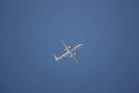 Chiangmai, Thailand - October 19 2018: HS-DQA Bombardier Q400 NextGen Of Nokair. Take off from Chiangmai Airport to Udon Thani.のeditorial素材