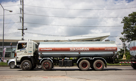 Chiangmai, Thailand - September 25 2018: Trailer Truck and Palm Oil Tank Truck of Suksamran Transport. Photo at road no 121 about 8 km from downtown Chiangmai thailand.のeditorial素材