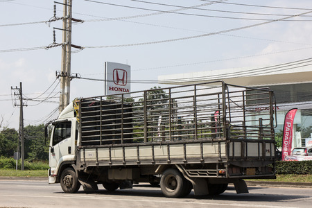 Chiangmai, Thailand - October 5 2018: Private Hino  Cargo Truck. Photo at road no.1001 about 8 km from downtown Chiangmai, thailand.のeditorial素材