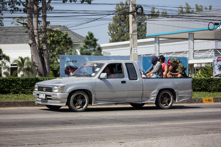 Chiangmai, Thailand - November 8 2018: Private Toyota Hilux Tiger Pickup Truck.  On road no.1001 8 km from Chiangmai city.のeditorial素材